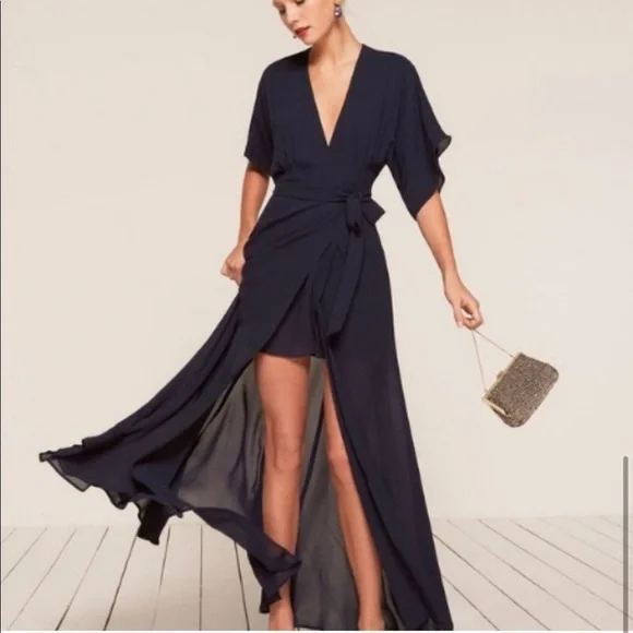 REFORMATION Navy Blue Winslow Maxi Dress New with Tags! - Picture 5 of 11